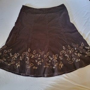 Brown Corduroy Floral Embroidered Y2K Jones New York Sport Skirt - Size 10